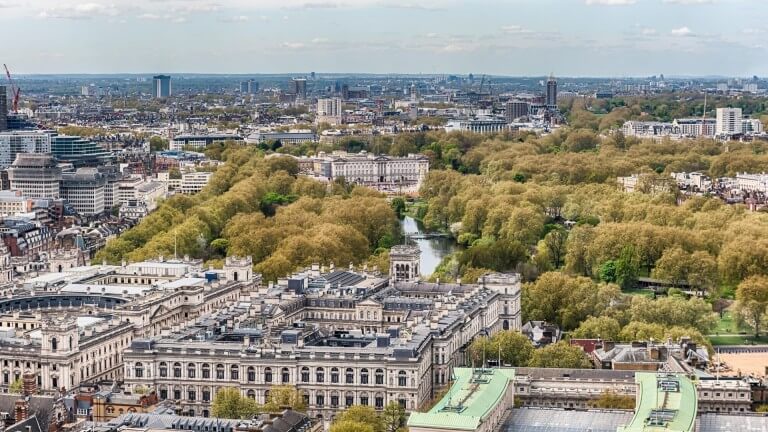 aerial view of central London